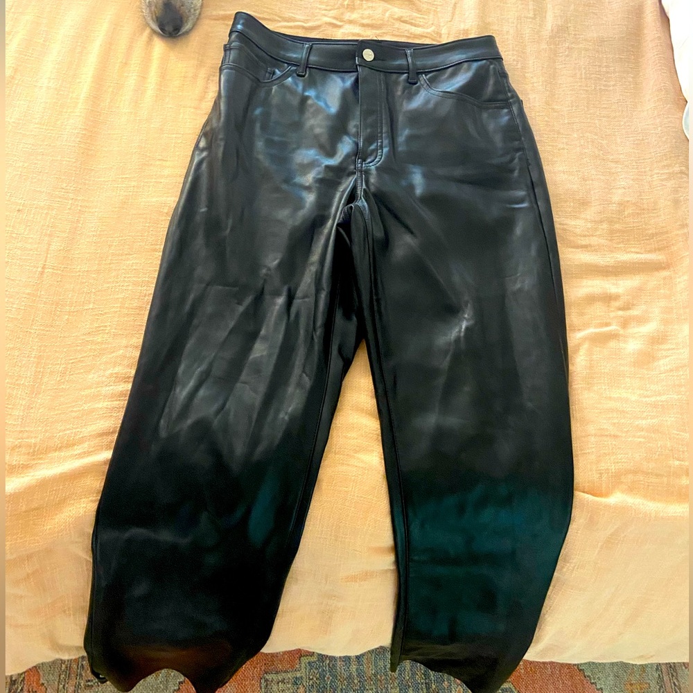 Express Modern Straight Leather Pants